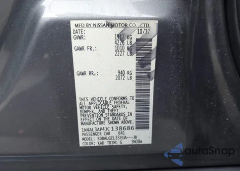 2018 Nissan Altima 2.5 S from USA, damaged, VIN 1N4AL3AP4JC138686